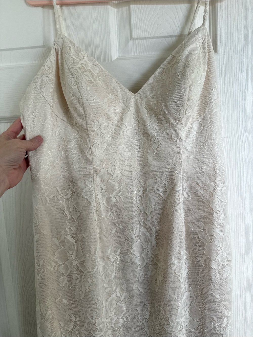 Melissa Sweet Strapless Lace Dress in Ivory